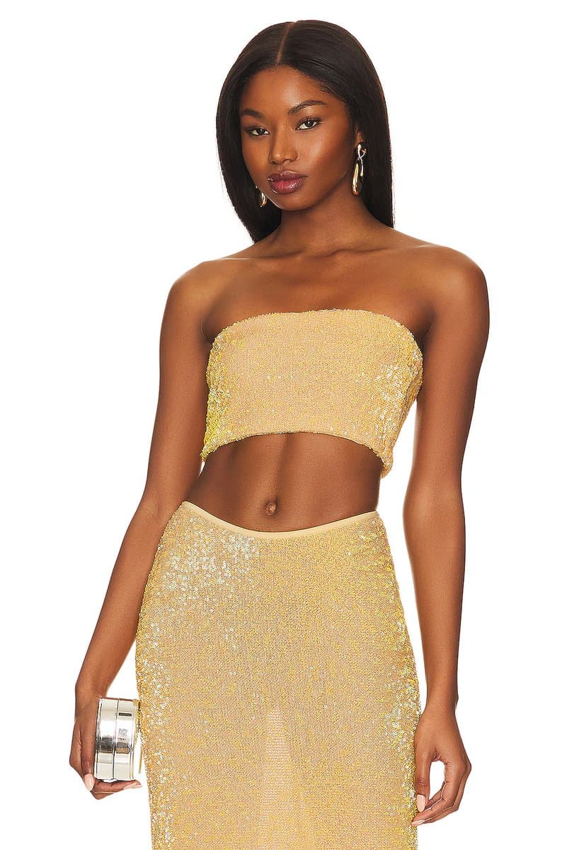 revolve Revolve Desiree Crop Top with Sequins in Yellow