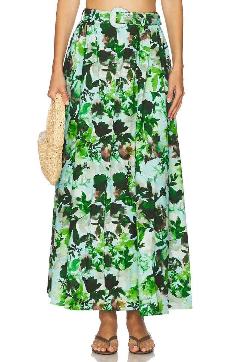 revolve Revolve Floral Midi Skirt in Watercolour Garden