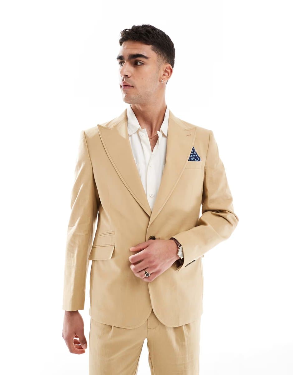 ASOS ASOS DESIGN Slim Fit Suit Jacket in Beige