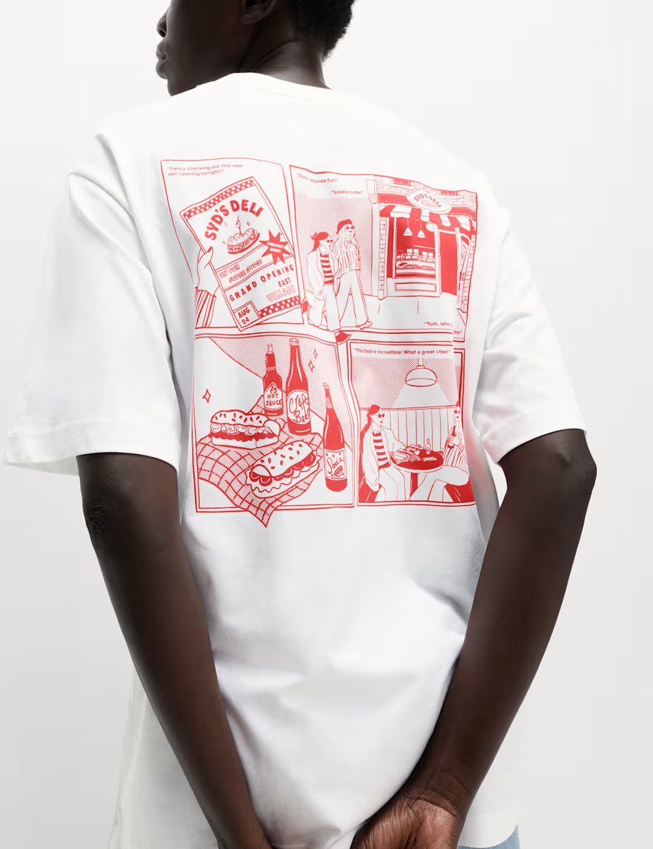 Marks & Spencer M&S Pure Cotton Slogan Oversized T-Shirt Red Mix - 2