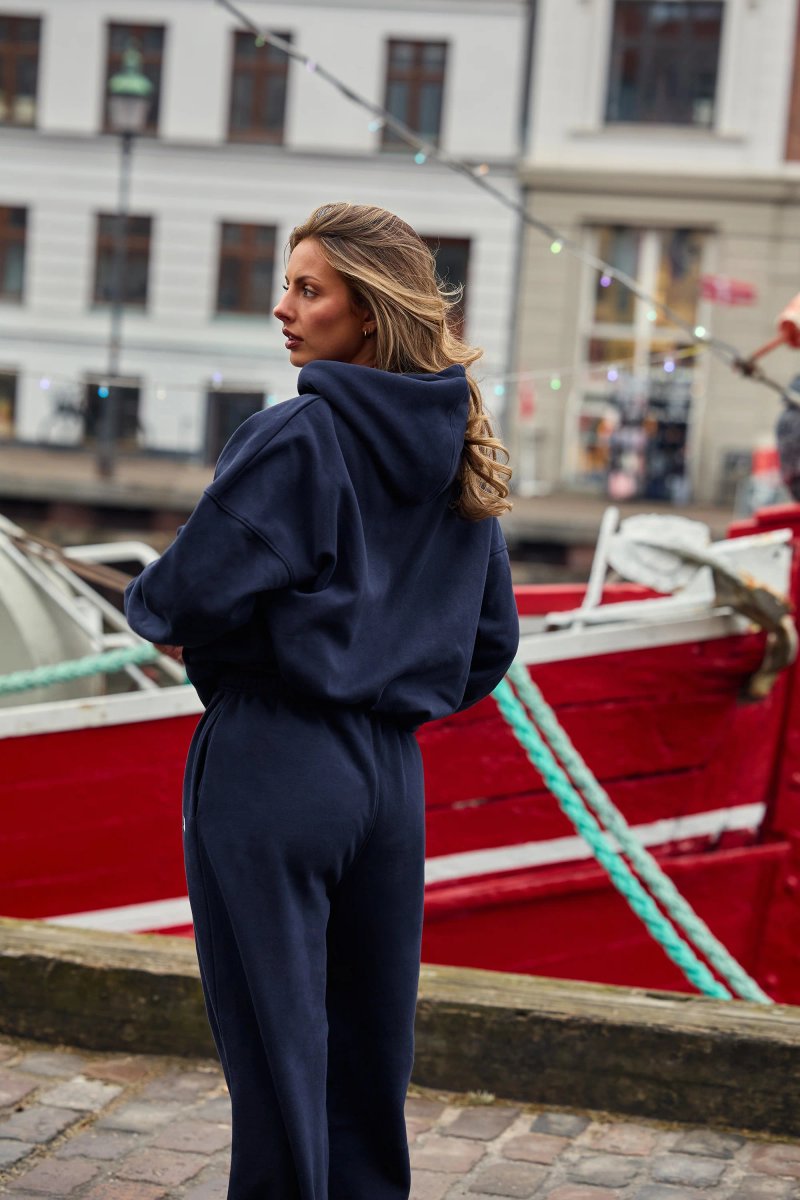 Kaiia Kaiia Essentials Slogan Oversized Hoodie Navy & Baby Blue - 4