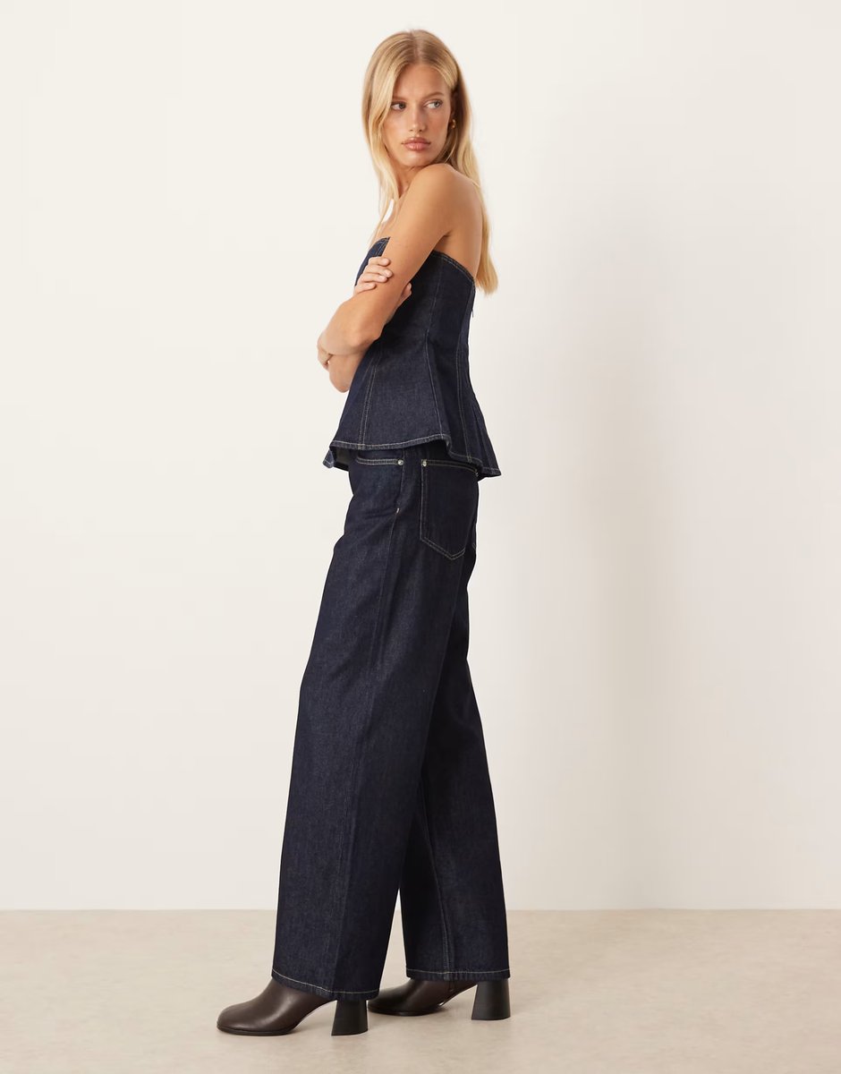 ASOS Mango 100% cotton straight jean co-ord in indigo - 4