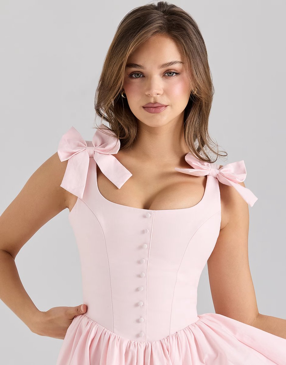 ASOS House of CB Lyla stretch cotton mini dress in pink - 3