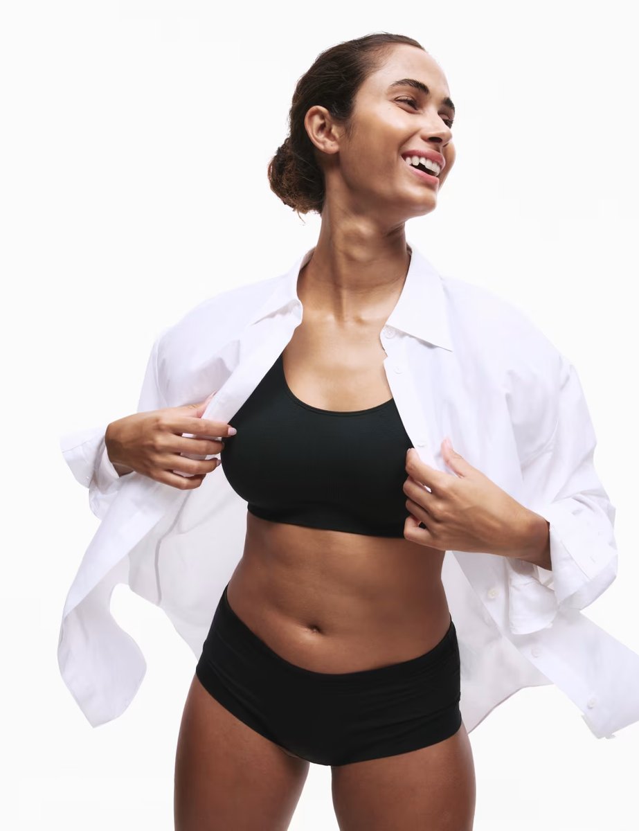 Marks & Spencer M&S 3pk Seamless Non Wired Crop Tops Black - 4