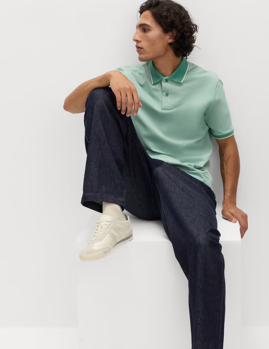 Marks & Spencer M&S Ultimate Tipped Pique Polo Shirt Dark Green Mix - 4