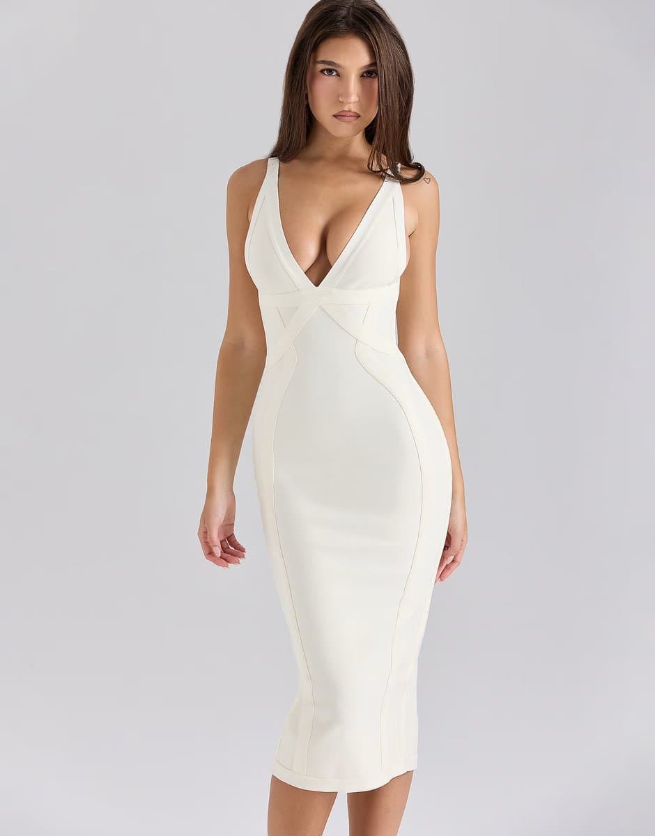 ASOS House of CB the classic midi bandage dress in ivory