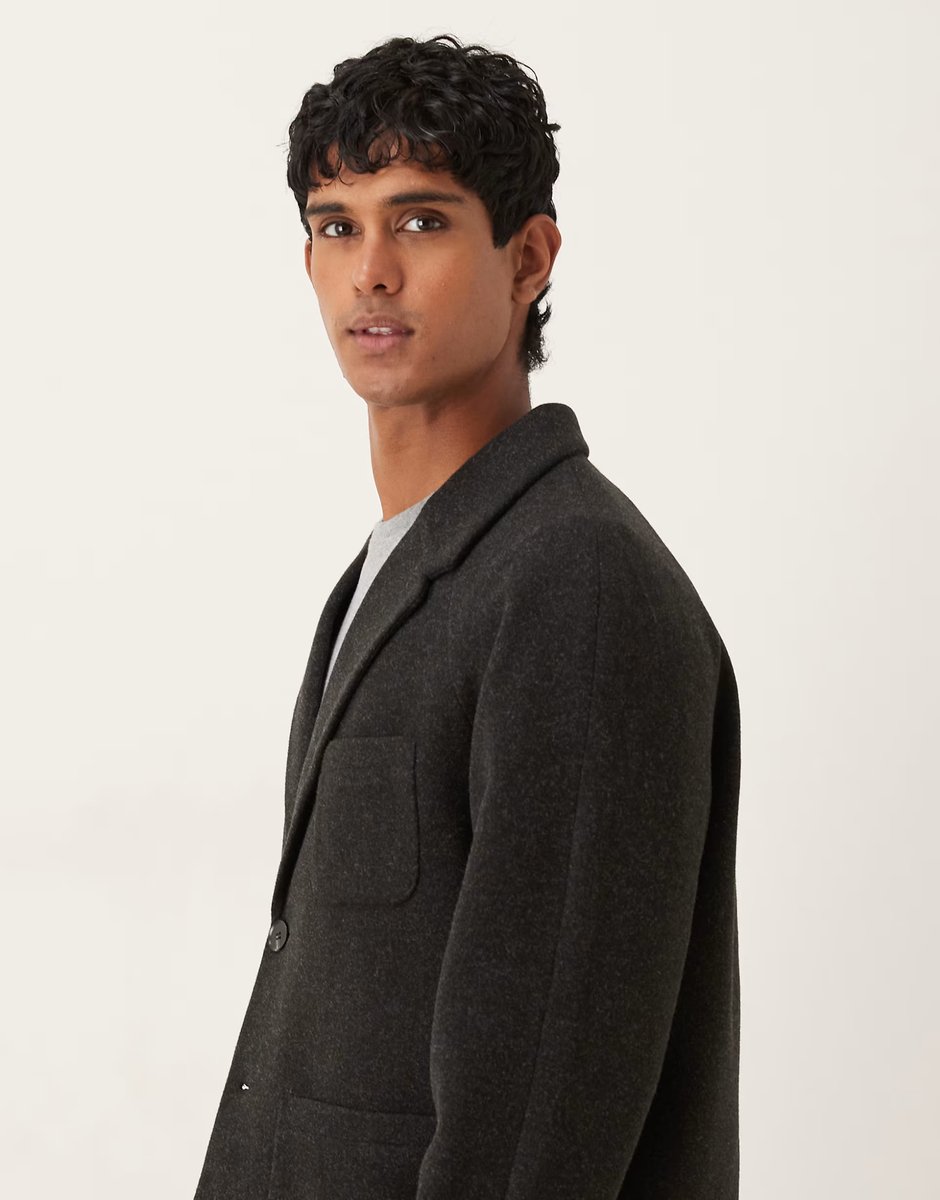 ASOS ASOS DESIGN wool look boxy blazer in dark grey - 4