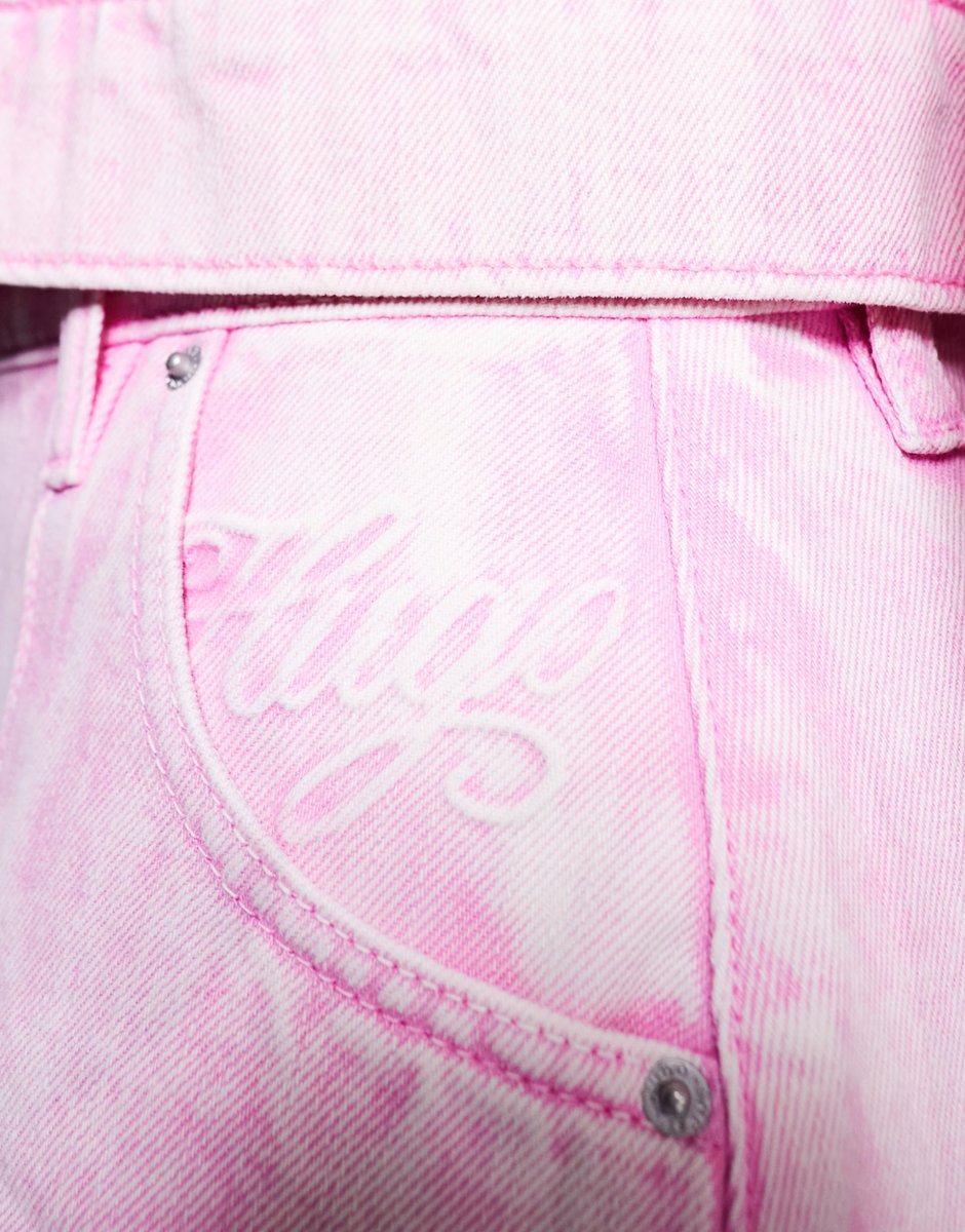 ASOS Hugo Blue co-ord flared denim skirt in washed pink - 4