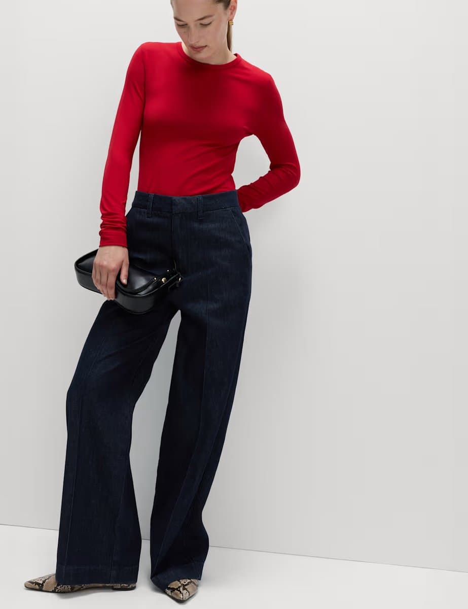 Marks & Spencer M&S Premium High Rise Denim Trousers Indigo Mix