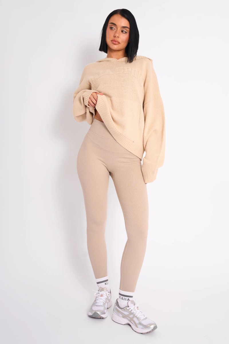 Kaiia Kaiia Premium Ribbed Legging Stone - 1