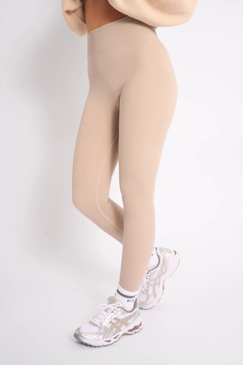 Kaiia Kaiia Premium Ribbed Legging Stone - 3