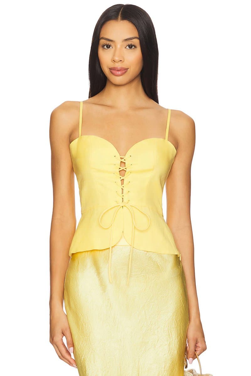 revolve Revolve Josie Linen Top in Canary Yellow