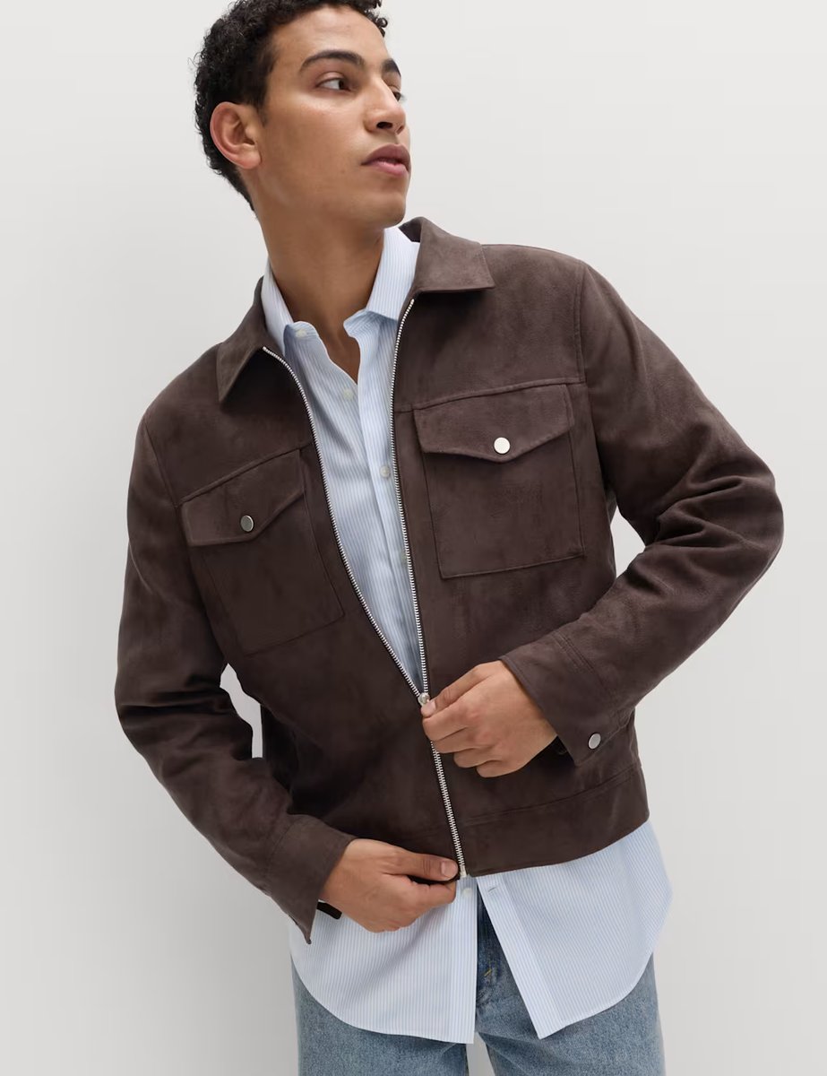 Marks & Spencer M&S Faux Suede Trucker Bitter Chocolate - 2