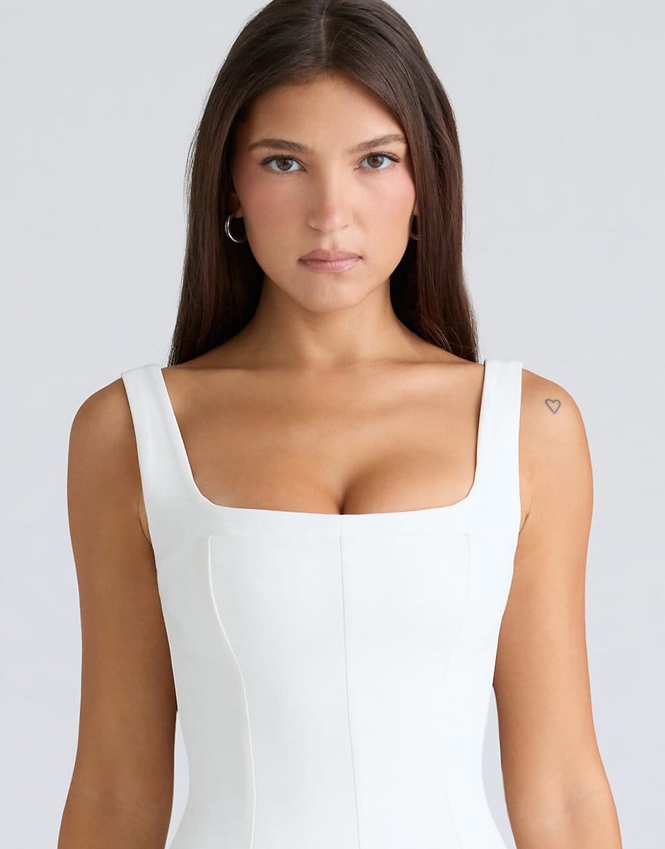 ASOS House of CB Amelie vintage ivory stretch flare mini dress in vintage ivory - 4