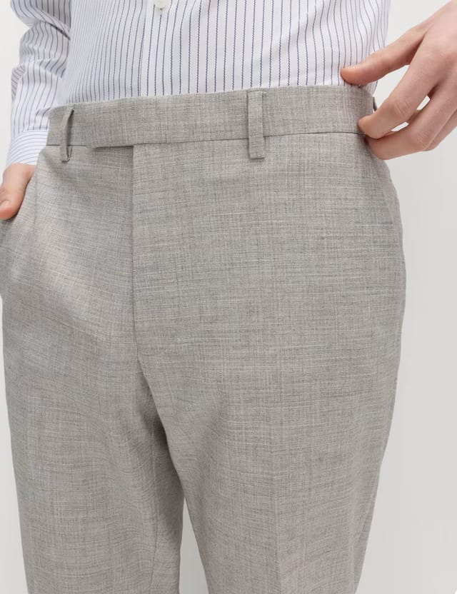 Marks & Spencer M&S Slim Fit Textured Twill Stretch Trousers Neutral - 3