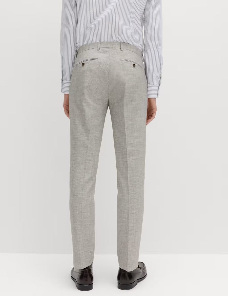 Marks & Spencer M&S Slim Fit Textured Twill Stretch Trousers Neutral - 4