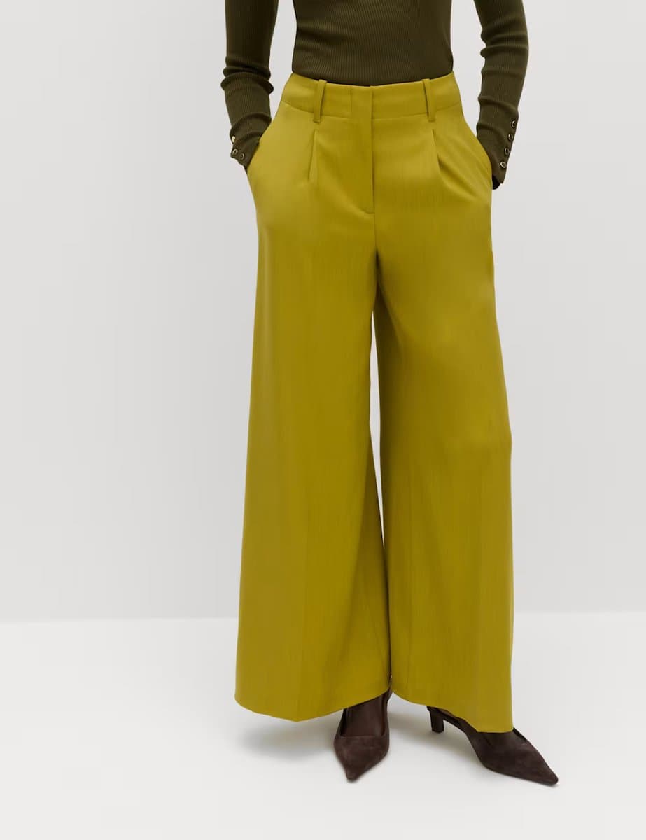 Marks & Spencer M&S Khaki Wide Leg Trousers