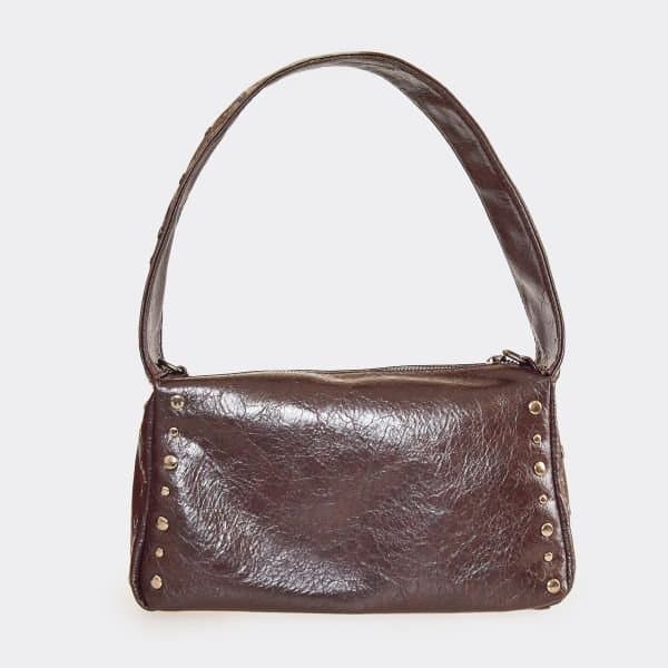 EGO EGO Brown Faux Leather Stud Detail Shoulder Bag