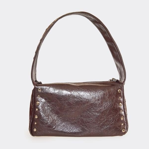 EGO Sauce Stud Detail Rectangle Shaped Shoulder Bag In Brown Faux Leather, Women's Size UK One Size - 2