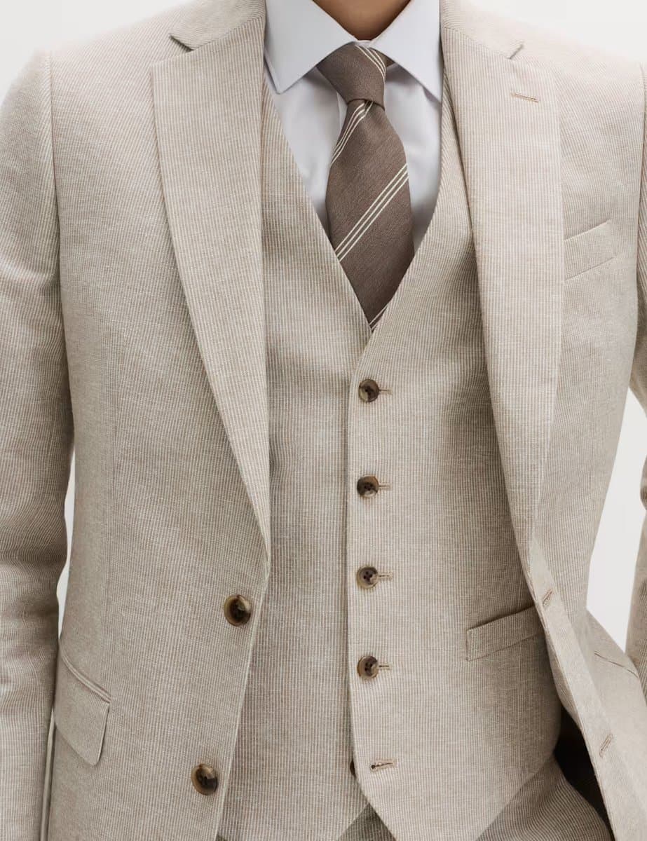 Marks & Spencer M&S Stylish Striped Waistcoat in Neutral