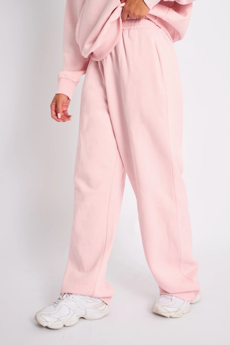 Kaiia Kaiia Embossed Wide Leg Joggers Pale Pink - 2
