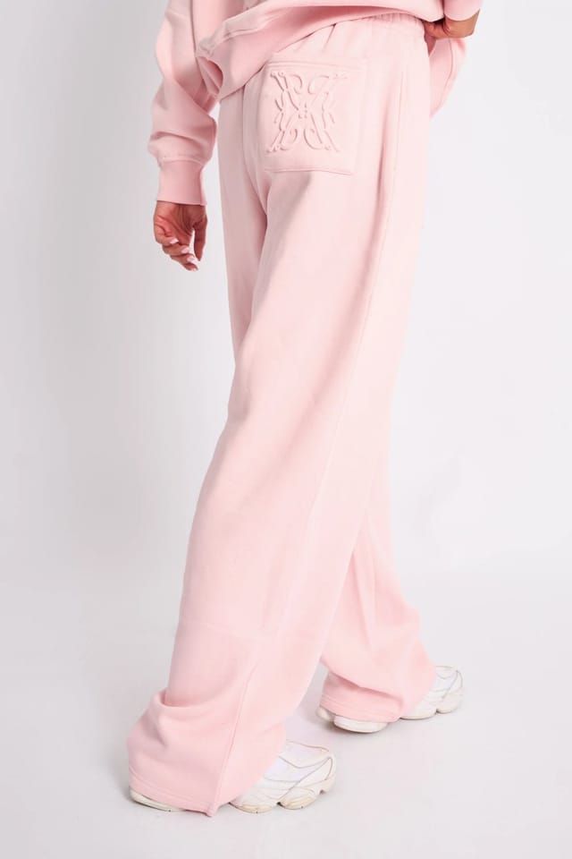 Kaiia Kaiia Embossed Wide Leg Joggers Pale Pink - 3