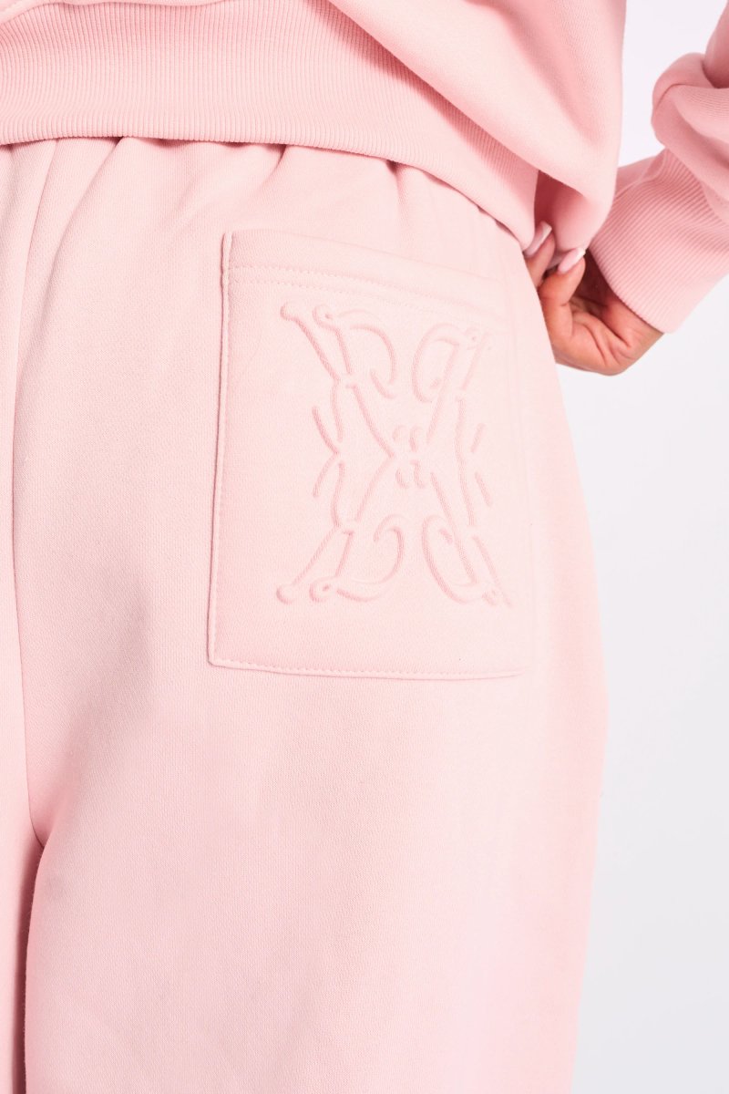 Kaiia Kaiia Embossed Wide Leg Joggers Pale Pink - 4