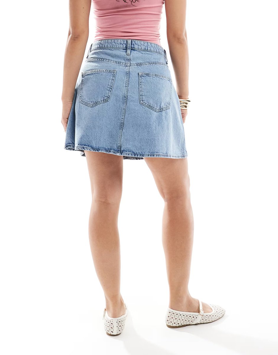 ASOS ONLY a-line denim mini skirt in light blue - 2