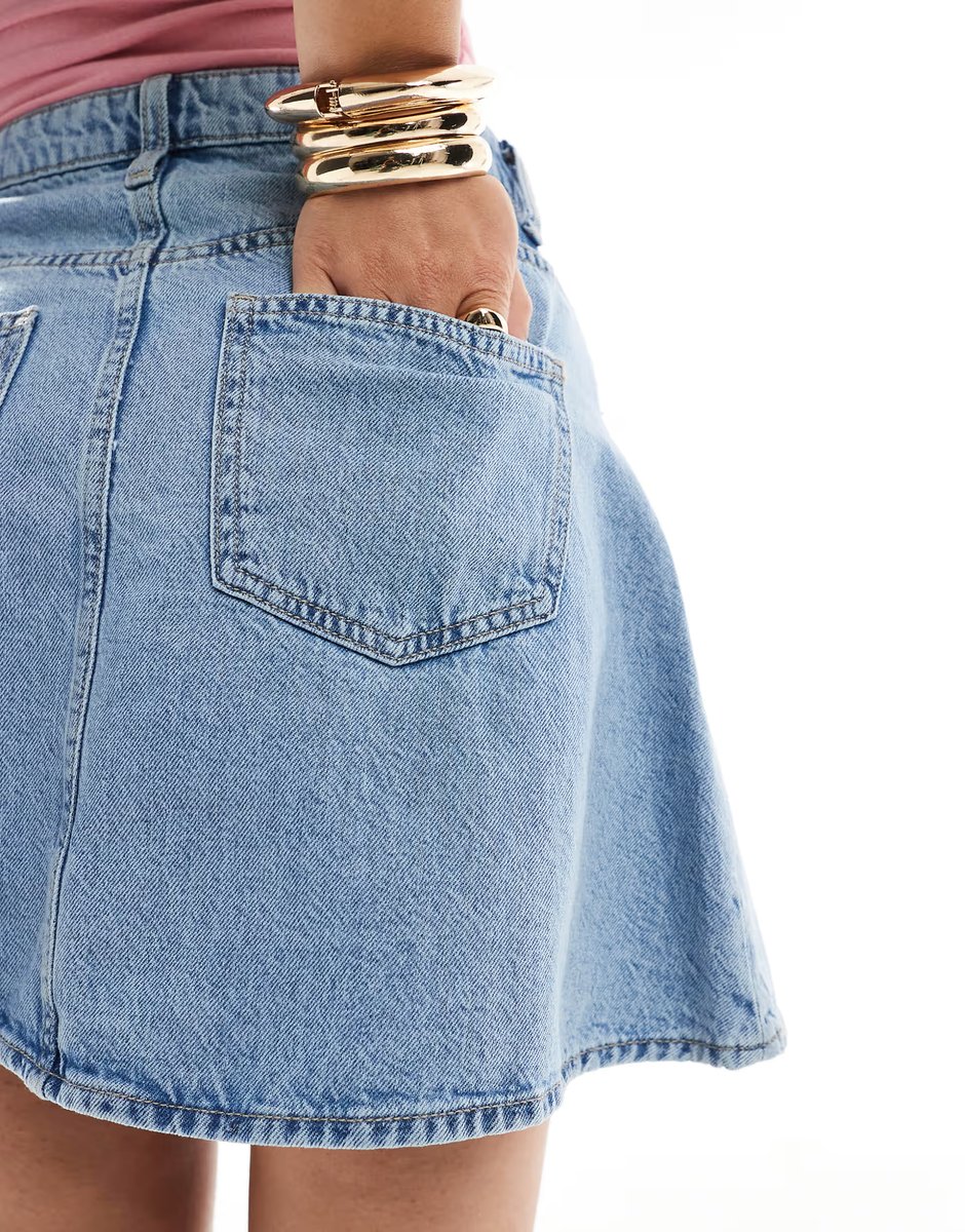 ASOS ONLY a-line denim mini skirt in light blue - 3