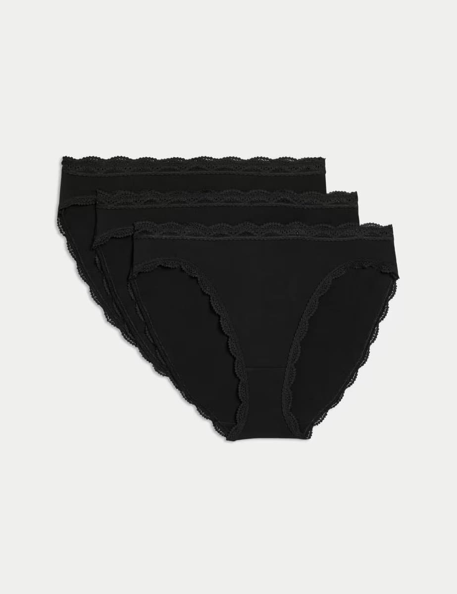 Marks & Spencer M&S 3pk Cotton Rich High Leg Knickers Black