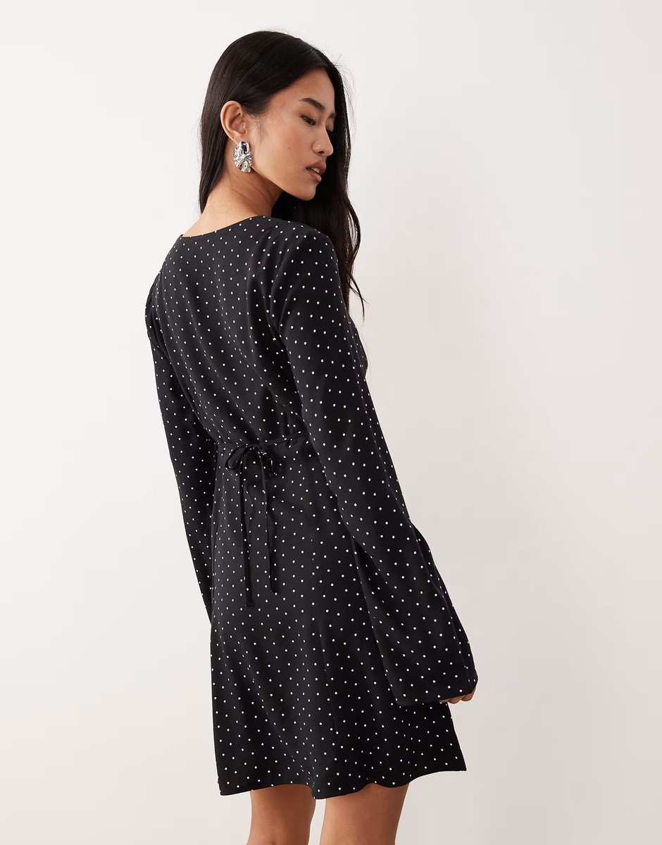 ASOS Nobody's Child Olivia lace square neck mini dress in black polka dot - 3