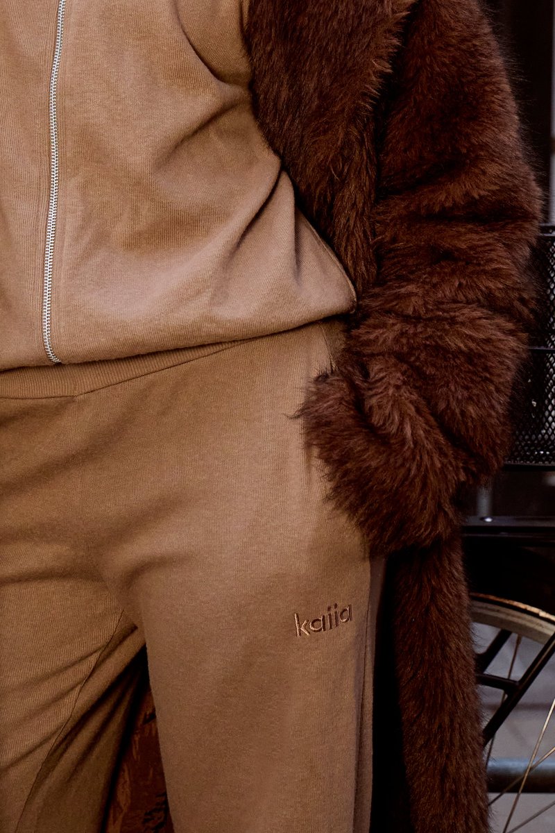 Kaiia Kaiia Supersoft Straight Leg Trousers Taupe - 3