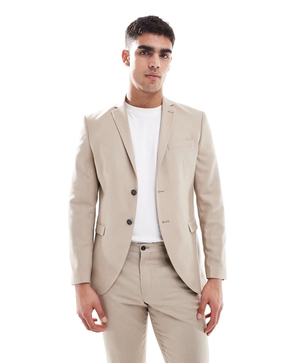 ASOS ASOS Jack & Jones Super Slim Suit Jacket in Beige