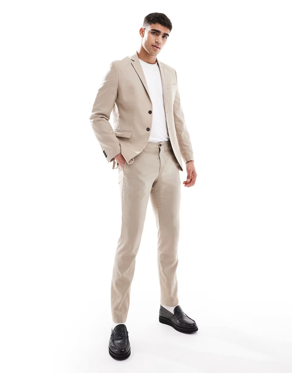 ASOS Jack & Jones super slim suit jacket in beige - 3