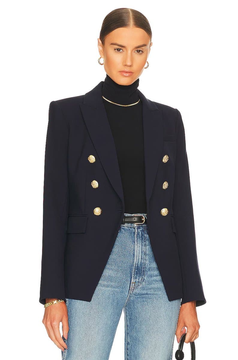 revolve Veronica Beard Navy Miller Dickey Jacket with Gold Buttons
