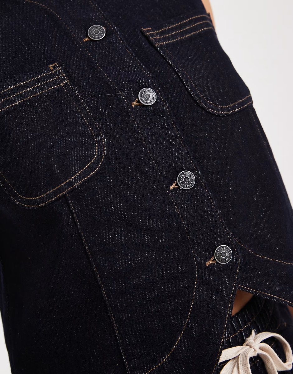 ASOS Object premium denim sleeveless button front top co-ord in indigo rinse - 3