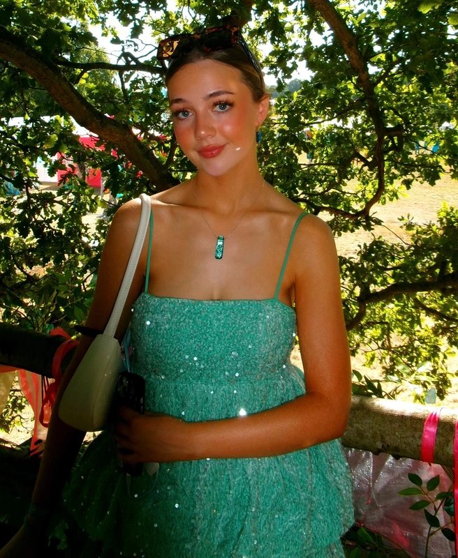 ASOS Asos Luxe - strappy cami bubble mini skater dress in green sequin - 2