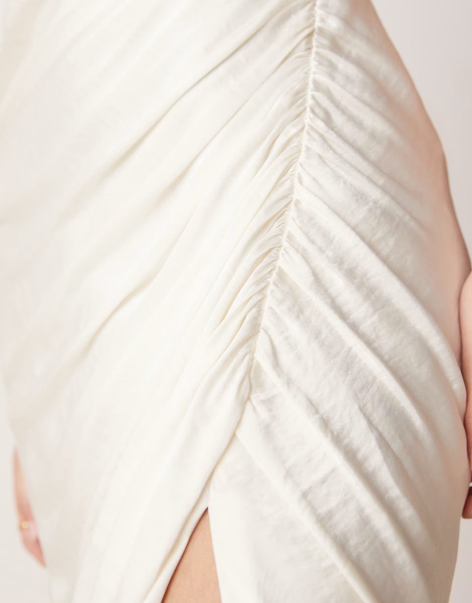 ASOS Abercrombie & Fitch cowl neck draped maxi dress in white - 3