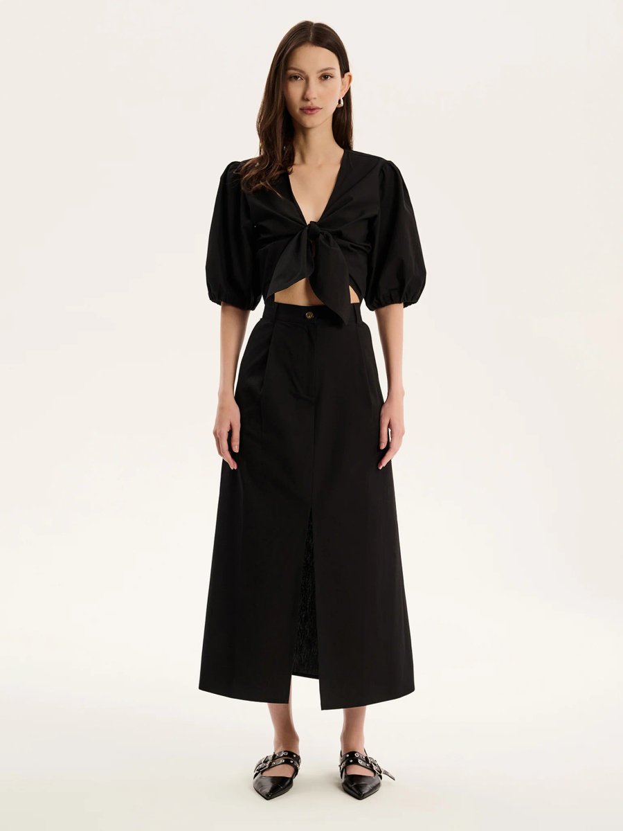 OMNES Olive Skirt in Black - 2