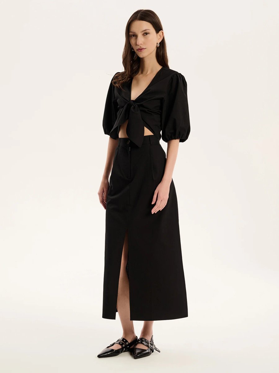 OMNES Olive Skirt in Black - 4