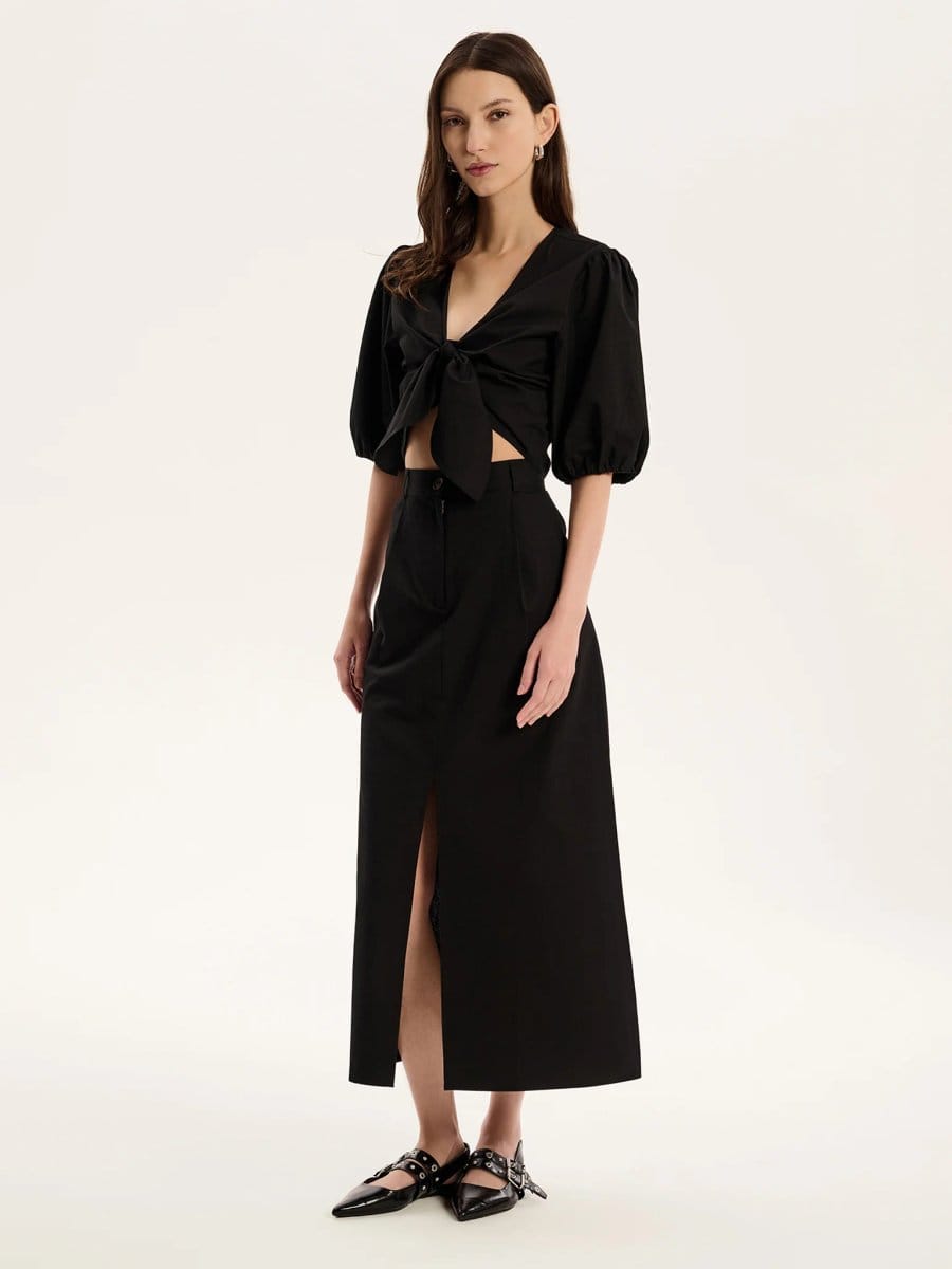 OMNES Olive Skirt in Black - 4