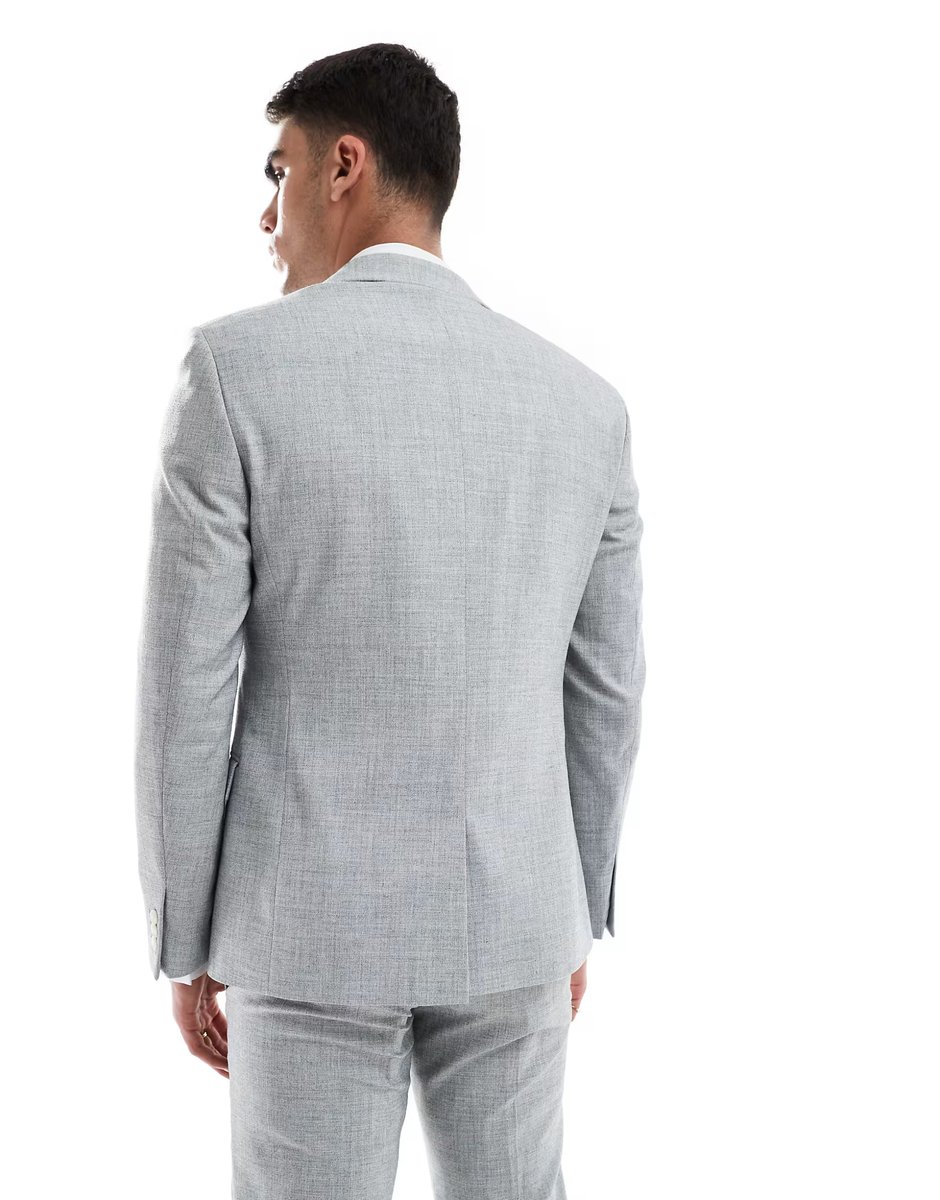 ASOS ASOS DESIGN wedding skinny suit jacket in sage green melange texture - 2