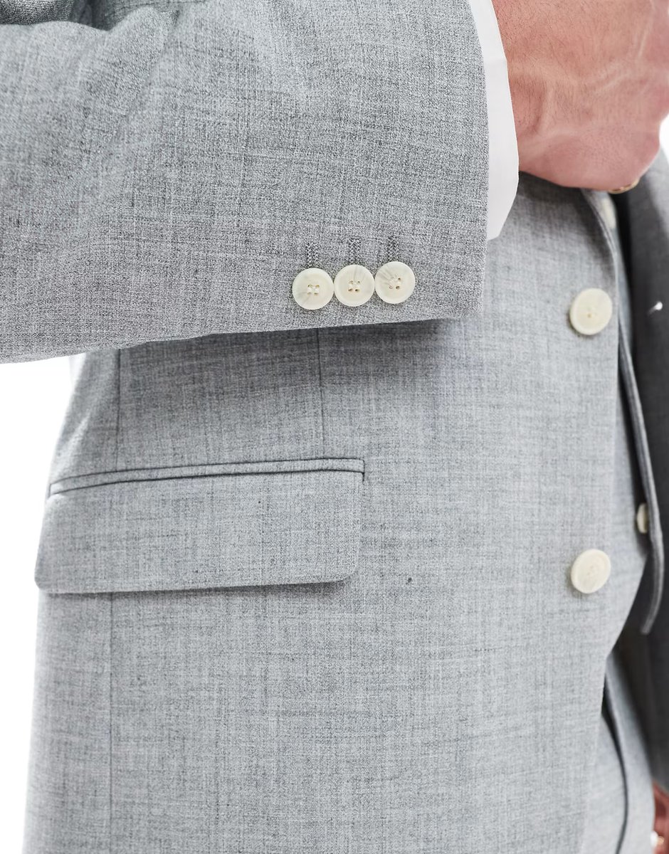 ASOS ASOS DESIGN wedding skinny suit jacket in sage green melange texture - 4