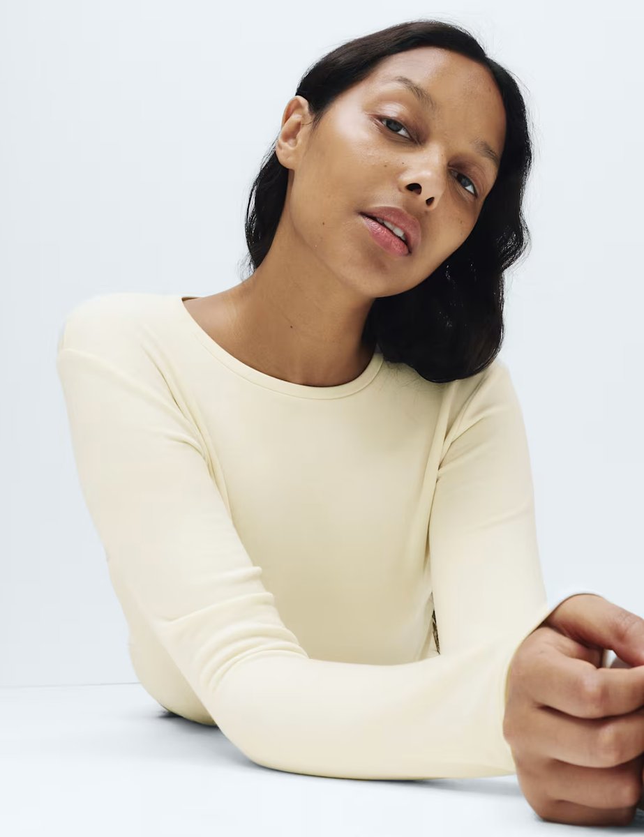 Marks & Spencer M&S Heatgen™ Medium Thermal Crew Neck Top Light Cream - 3