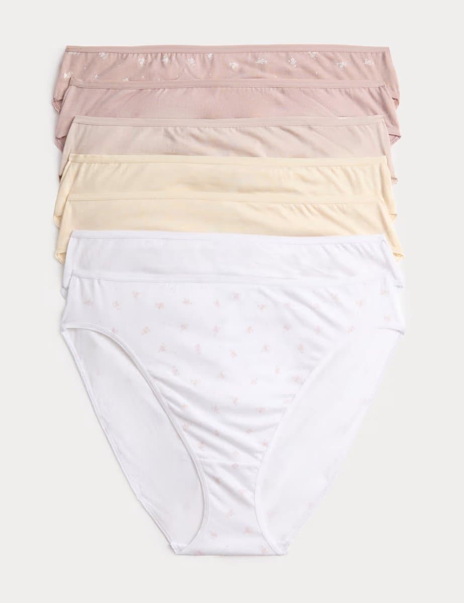 Marks & Spencer M&S 7 Pack Pure Cotton High Leg Knickers Pink Mix