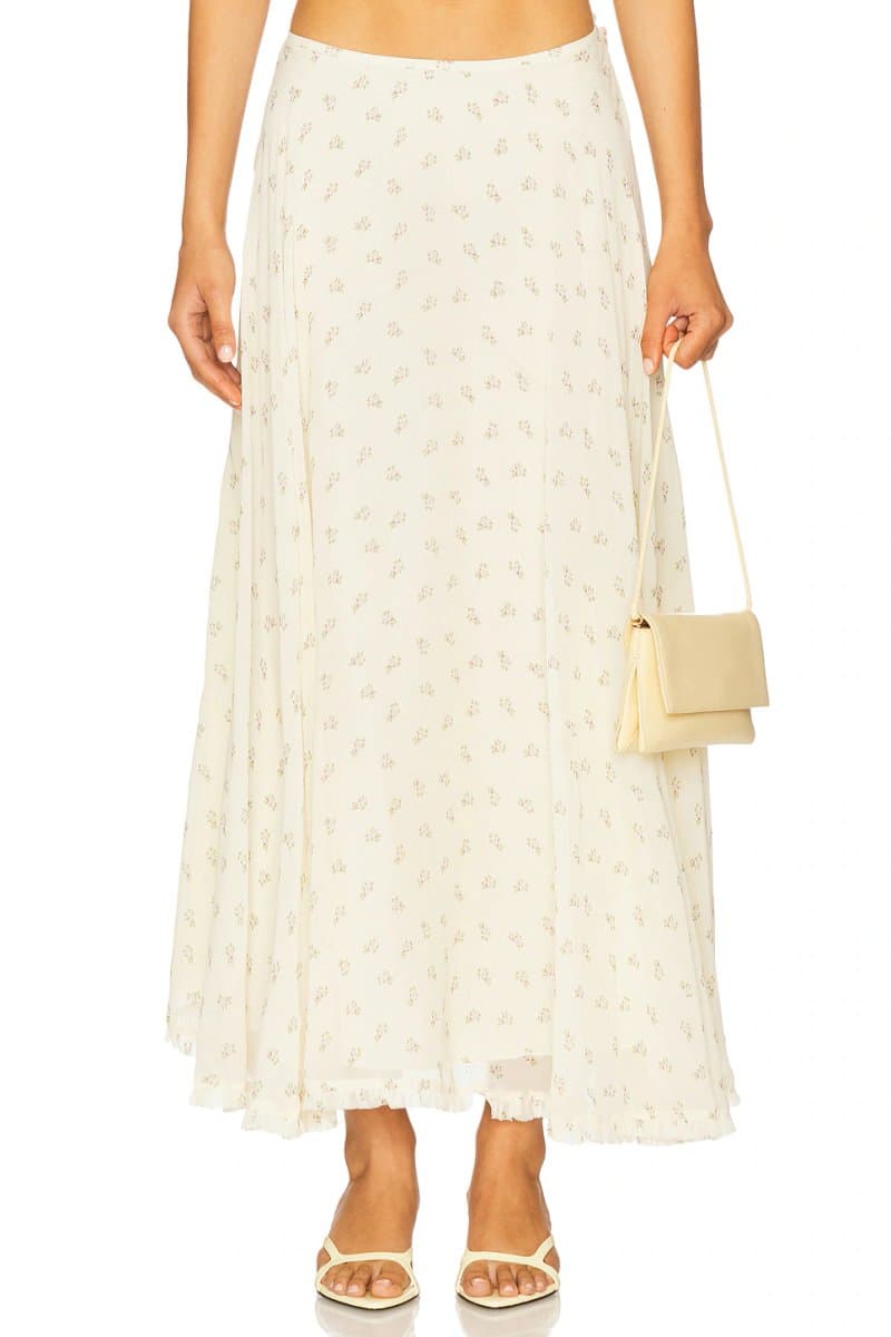 revolve Revolve Floral Midi Skirt in Buttercream