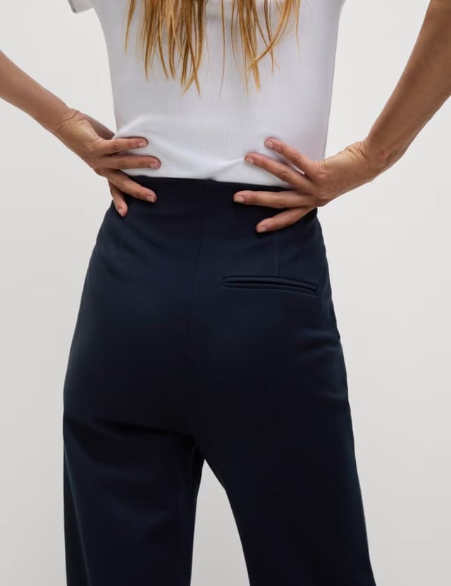 Marks & Spencer M&S Jersey Twill Straight Leg Trousers Dark Navy - 3