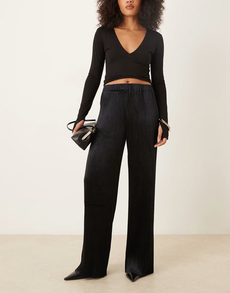 ASOS ASOS YAS High Waisted Velvet Trousers in Black