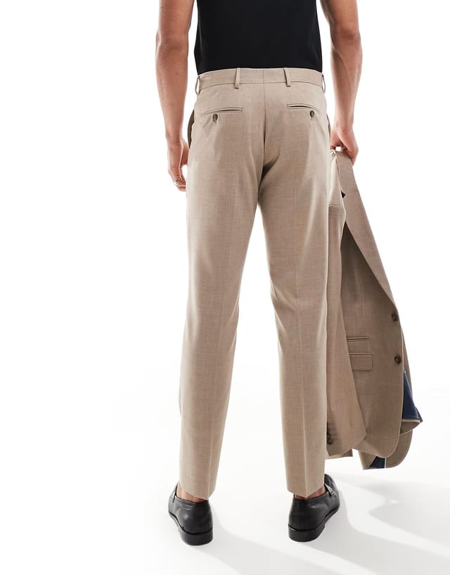 ASOS Selected wool blend slim fit trousers in beige - 2