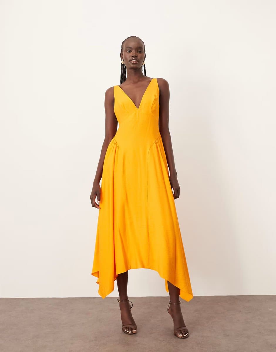 ASOS ARRANGE cross back detail maxi dress with full skirt in mango